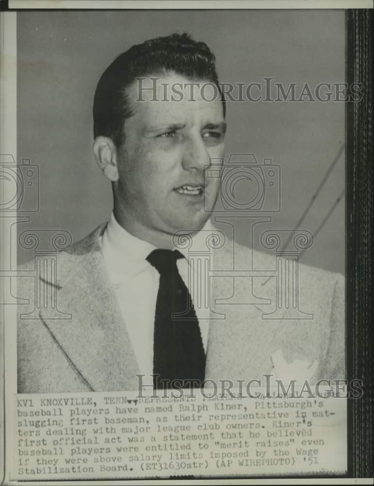 1951 Press Photo Pittsburgh 1st Baseman Ralph Kiner named head of players union