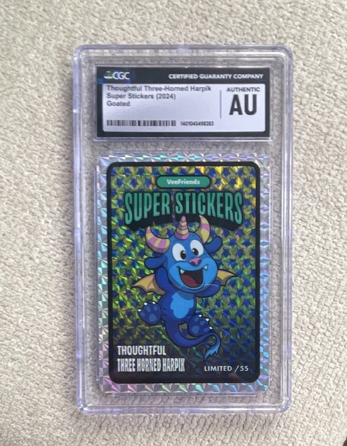 GOATED 1/55 2024 Super Stickers Thoughtful Three-Horned Harpik CGC AU VeeFriends GOATED 1/55 2024 Super Stickers Thoughtful Three-Horned Harpik CGC AU VeeFriends