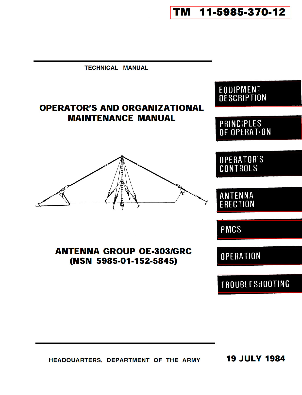 96 Page 1984 TM 11-5985-370-12 ANTENNA GROUP OE-303/GRC Manual on CD