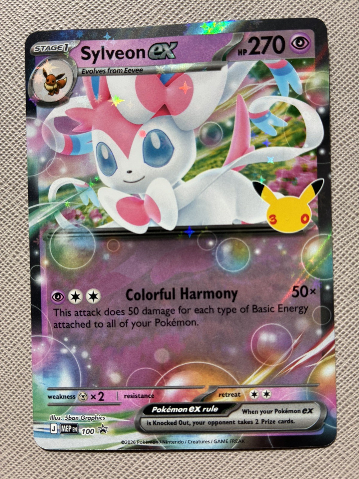 Sylveon EX MEP 100 - Pokémon 30th Celebration Promo NM Sylveon EX MEP 100 - Pokémon 30th Celebration Promo NM
