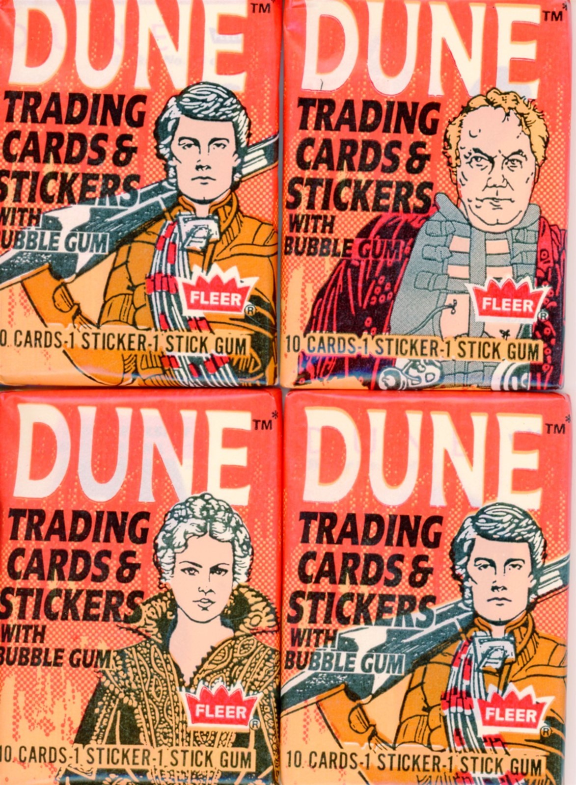 4 PACK LOT 1984 FLEER DUNE TRADING CARDS 10 CARDS + 1 STICKER PER PACK