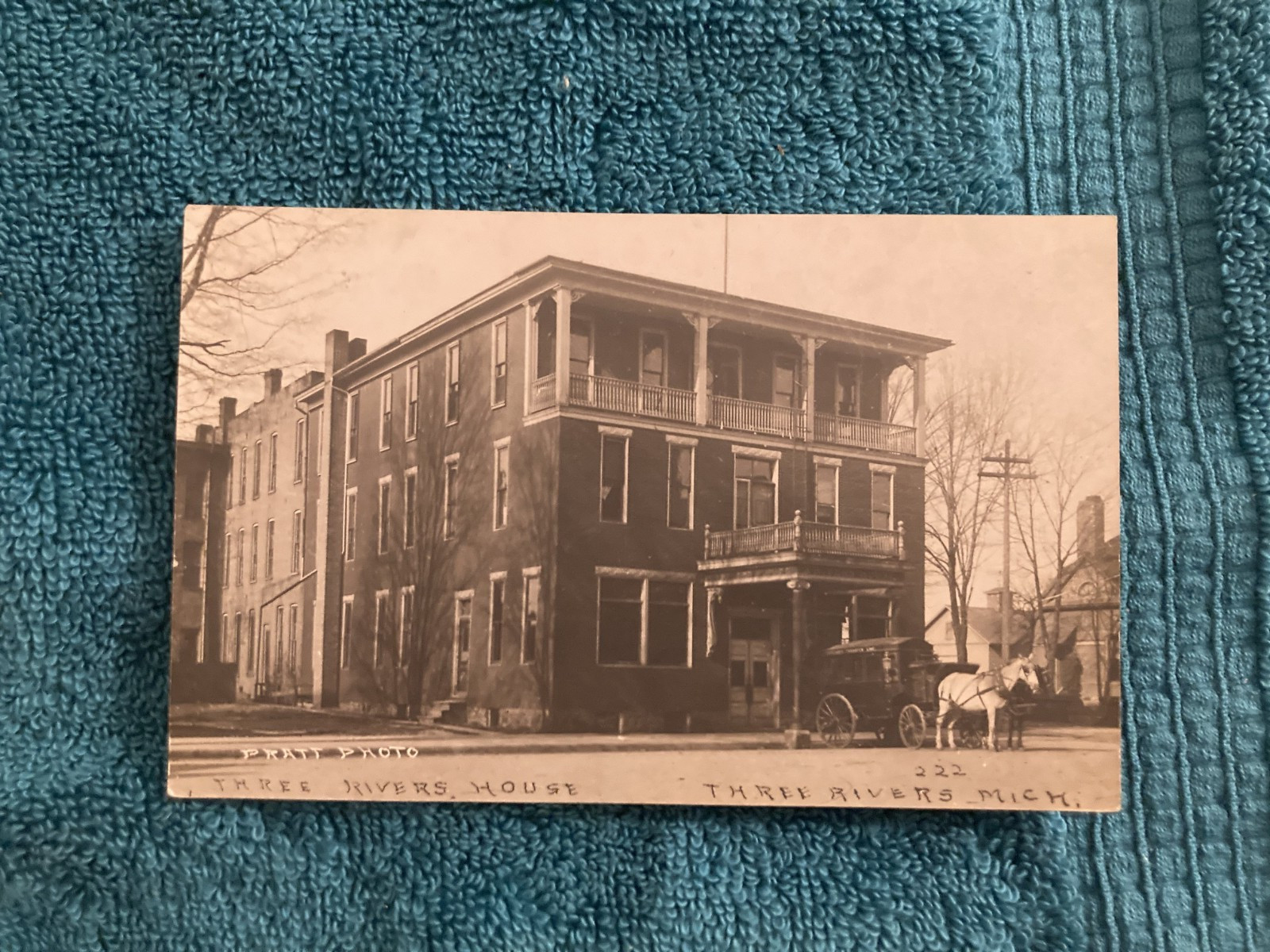 RPPC Three Rivers Michigan Hotel Unposted Pratt Photo c1910