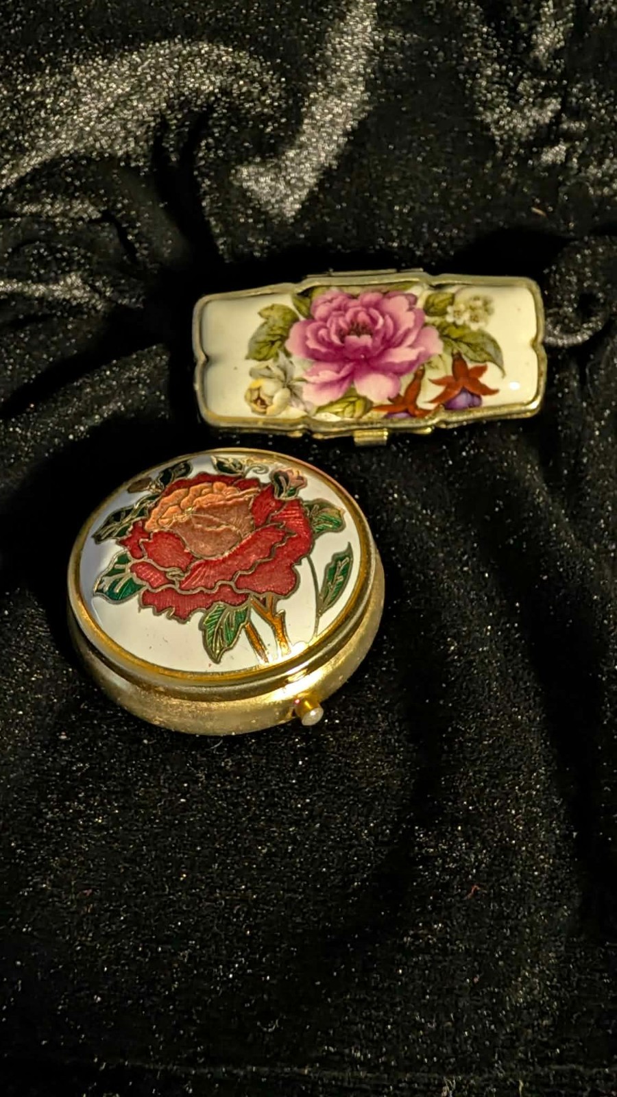 🌹 Vintage Porcelain Floral Trinket Box Duo – Rose Motif, Beauty L@@K 🌹 Vintage Porcelain Floral Trinket Box Duo – Rose Motif, Beauty L@@K