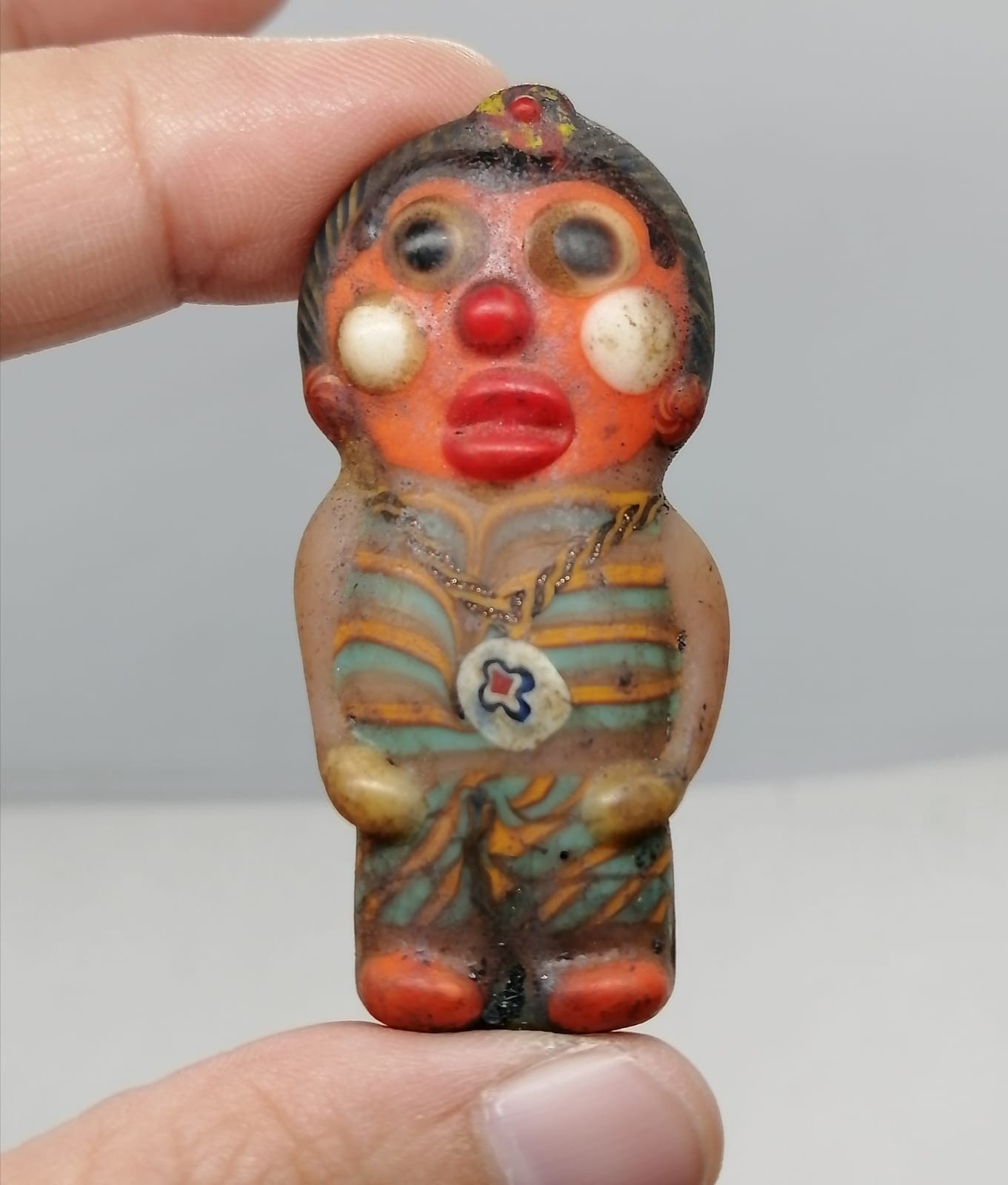 Old unique carved glass stunning doll amulet Old unique carved glass stunning doll amulet