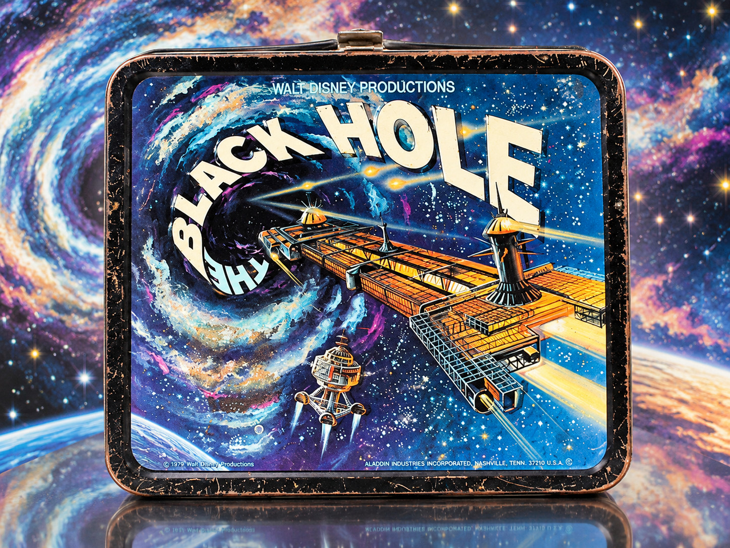Vintage 1979 Disney The Black Hole Metal Lunch Box w/ Thermos Aladdin Sci-Fi