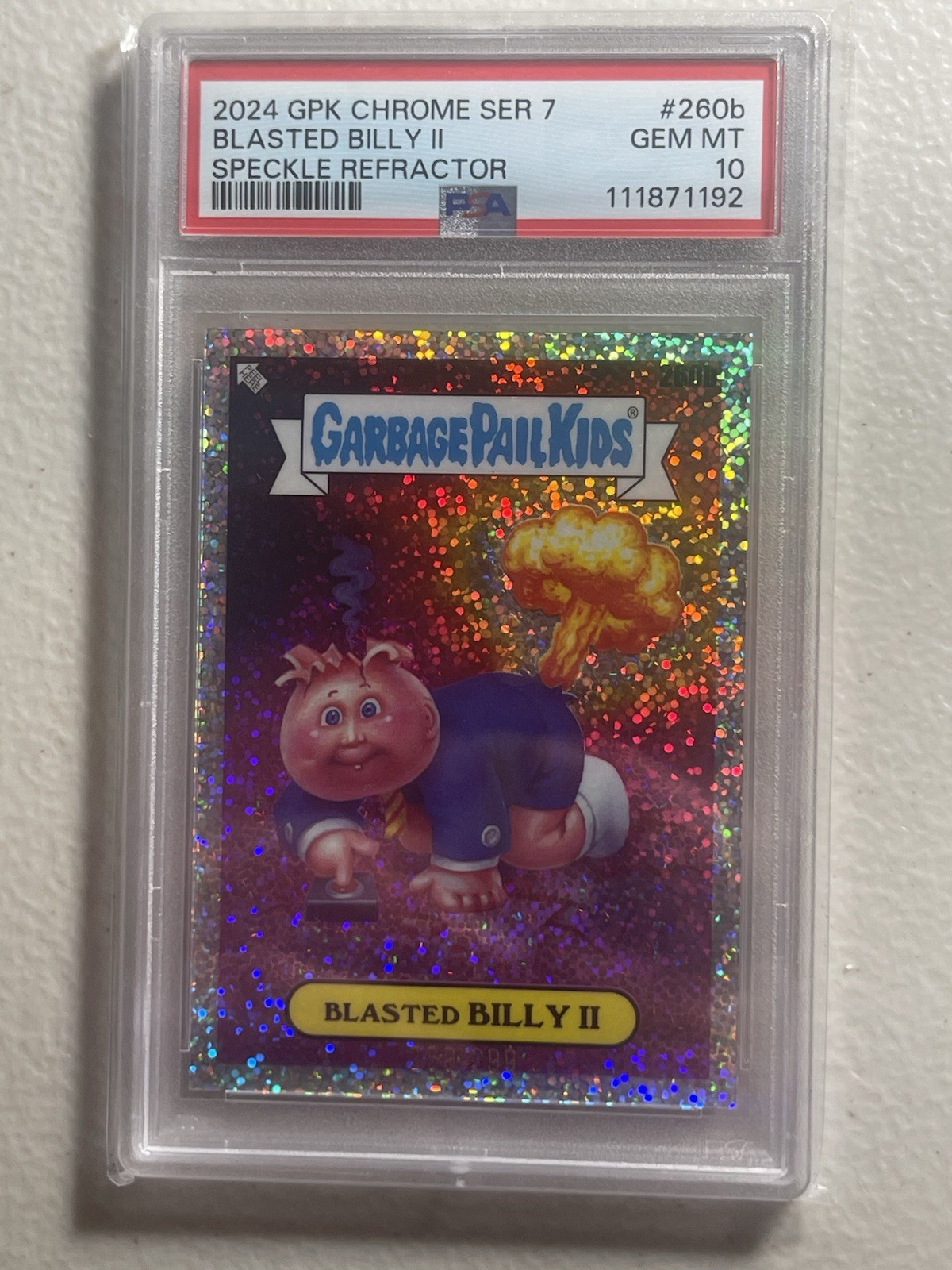 2024 topps chrome gpk series 7 Blasted Billy /299 Speckle Refractor PSA 10 