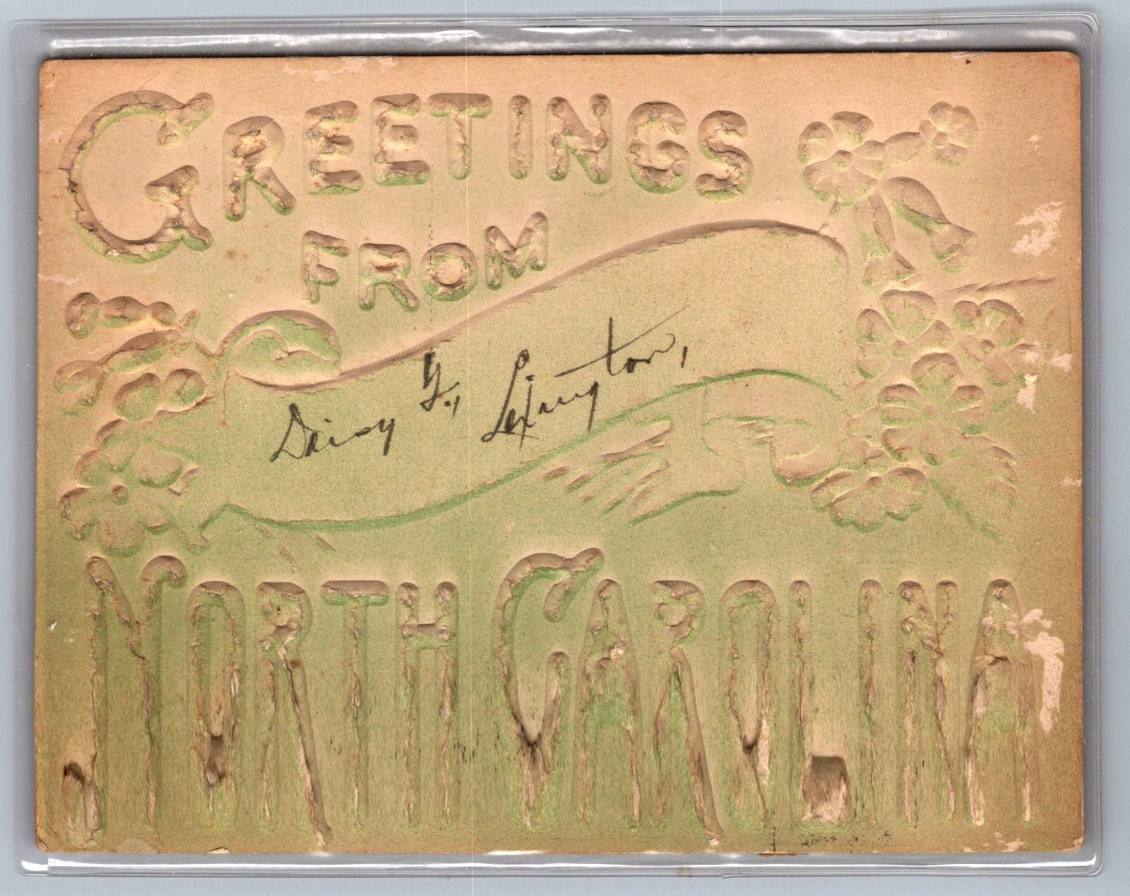 Postcard North Carolina Greetings Novelty Embossed 1909 P185 Postcard North Carolina Greetings Novelty Embossed 1909 P185
