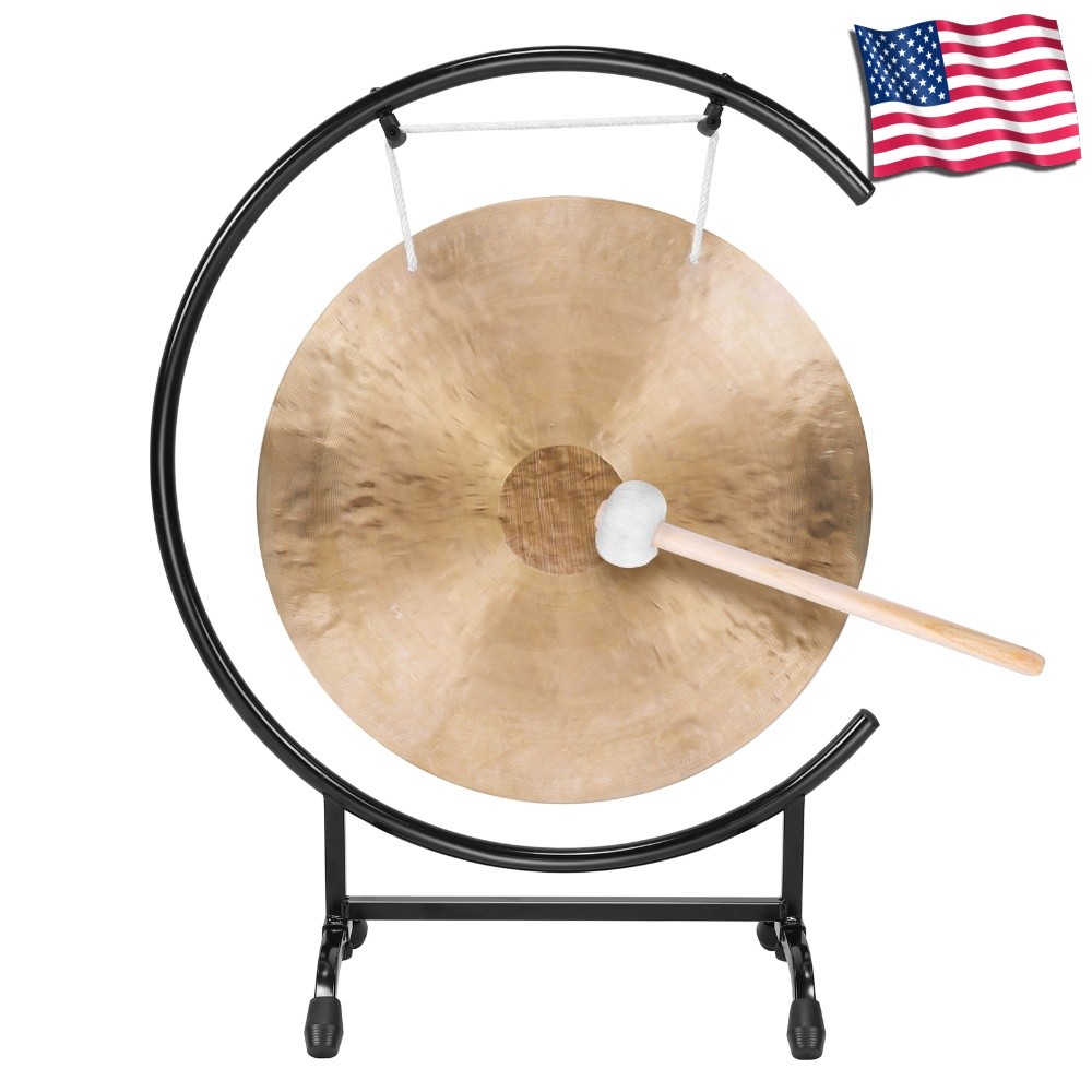 Chinese Gongs on High C Stand with Stand & Mallet Gong Instrument for Home Decor Chinese Gongs on High C Stand with Stand & Mallet Gong Instrument for Home Decor
