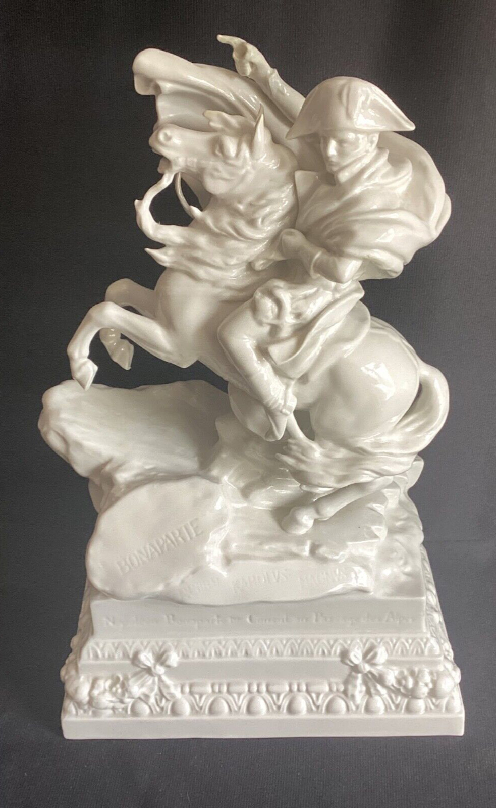 Fine 12.5” Vintage Kister Porcelain Napoleon Crossing Alps Statue Figure Dresden