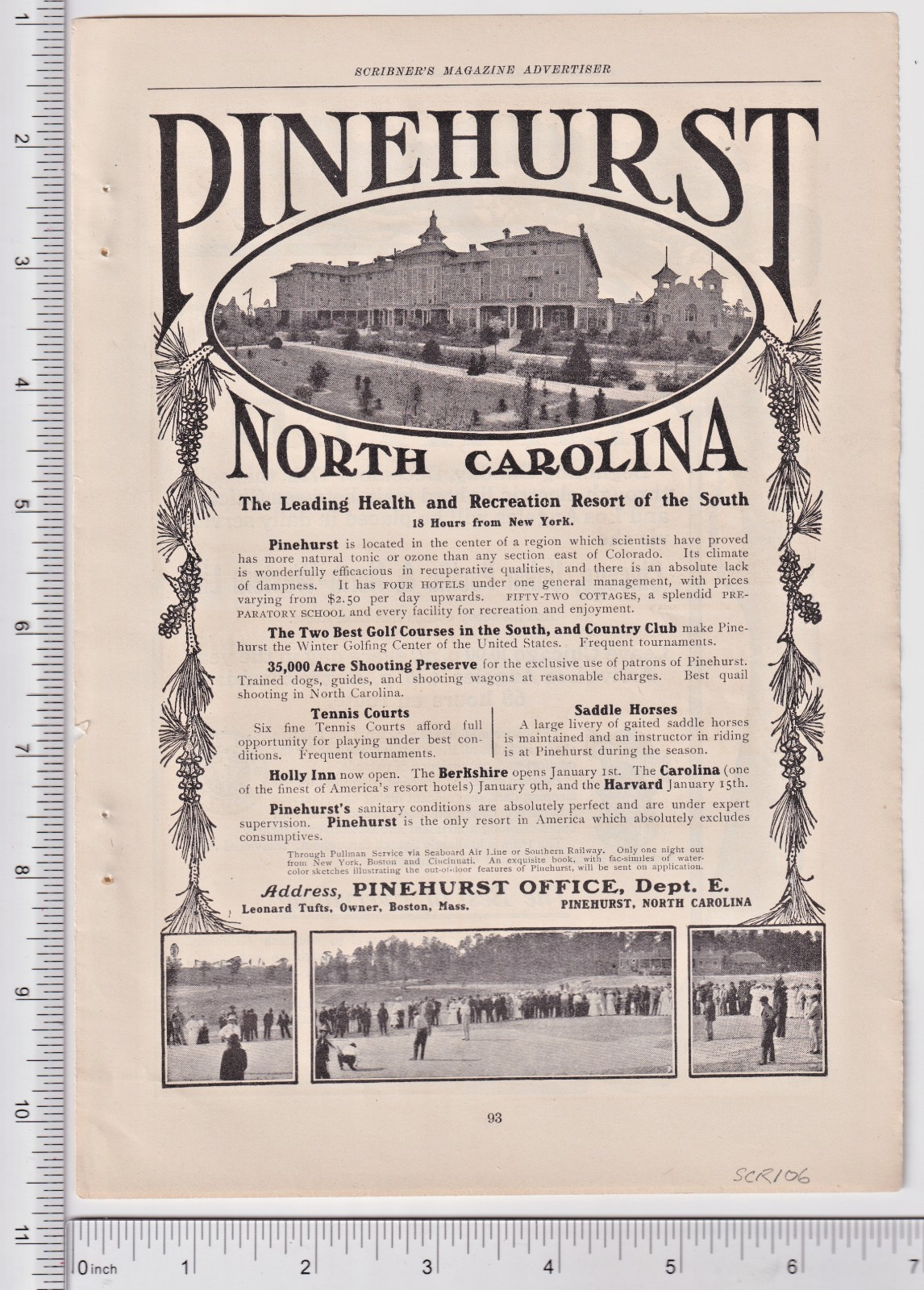 Original 1906 Vintage Print Ad: Pinehurst North Carolina 