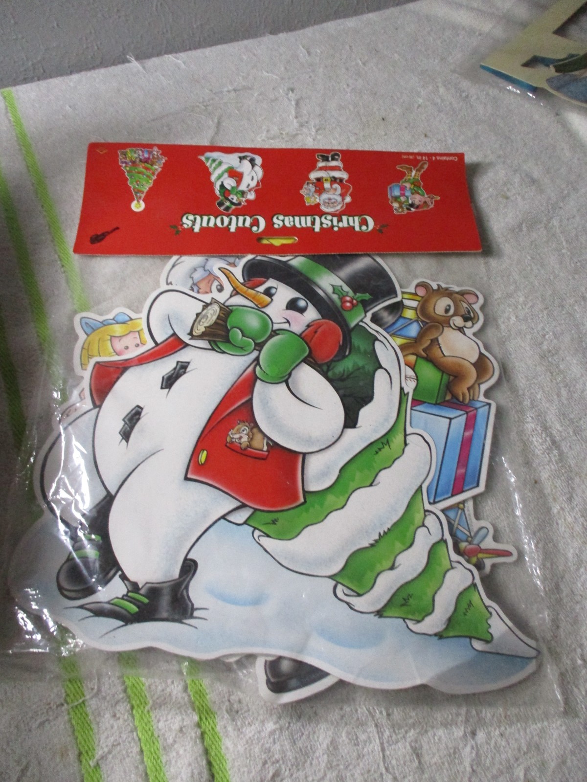 2001 Santa Snowmen cardboard Christmas Die Cut Cutout Decorations Beistle