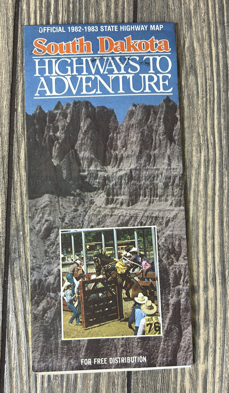 Vintage 1982 South Dakota Highways To Adventure Map Official 1982-1983 State Map