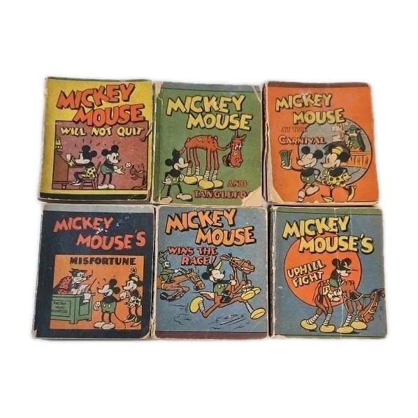MICKEY MOUSE: Set of 6 WEE LITTLE BOOKS - Rare 3.5