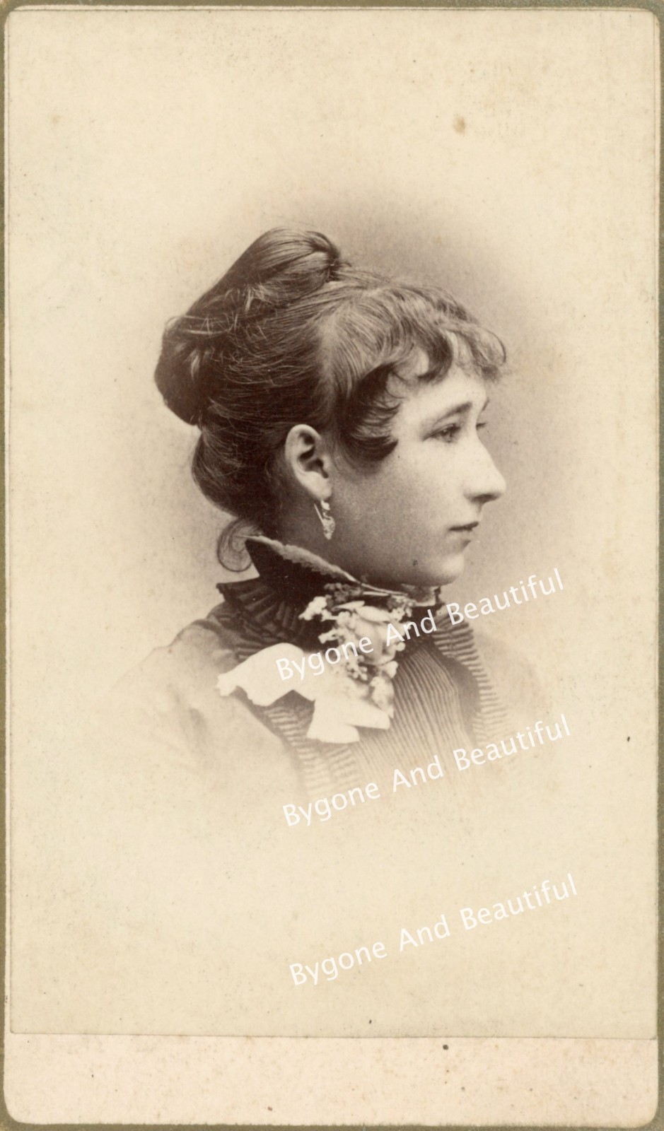 CDV Beautiful Woman Profile View 1878 Fitchburg MA