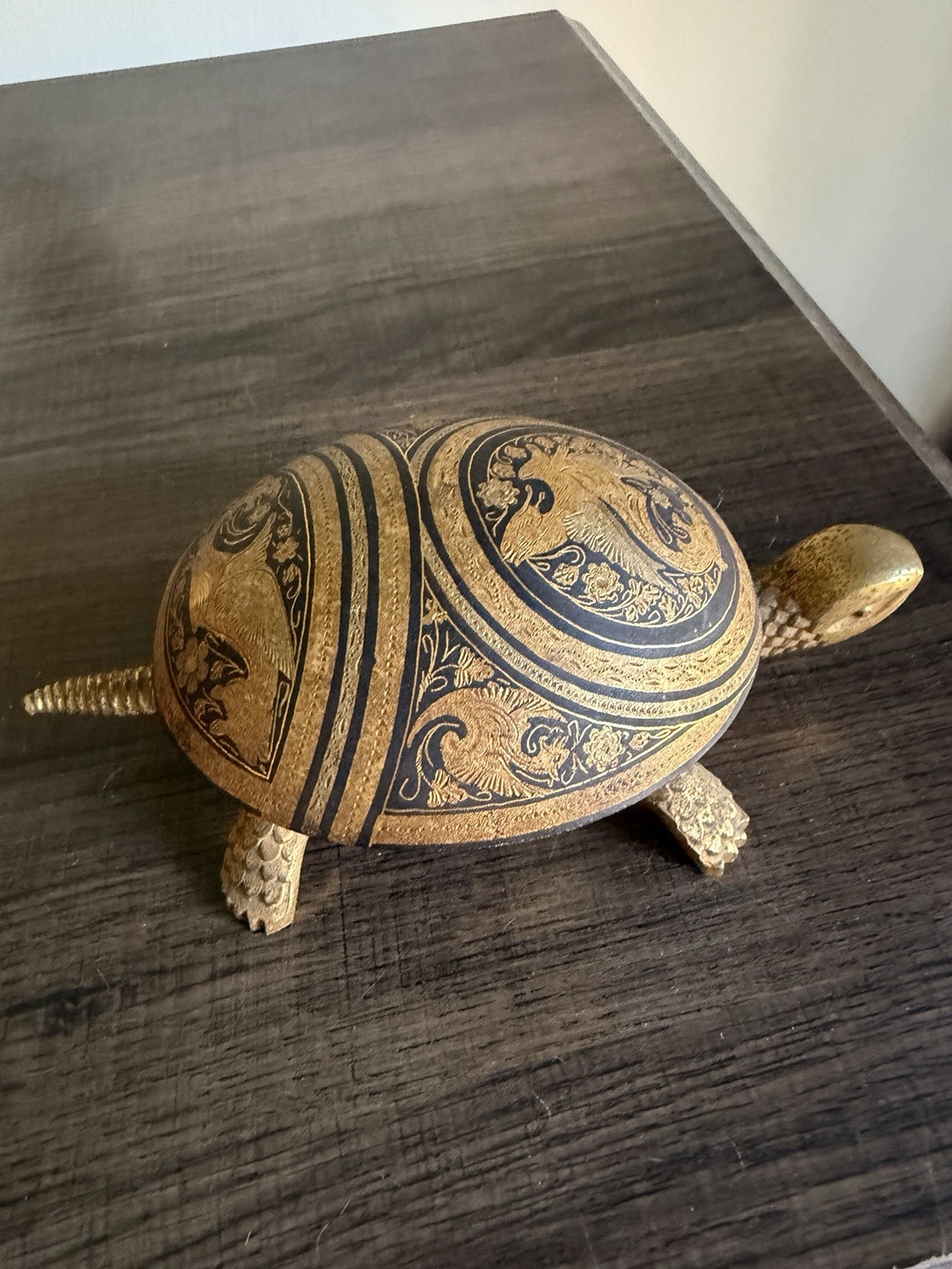 Vintage BOJ Eibar España Damascene Turtle Hotel Desk Bell Ornate Spain Brass