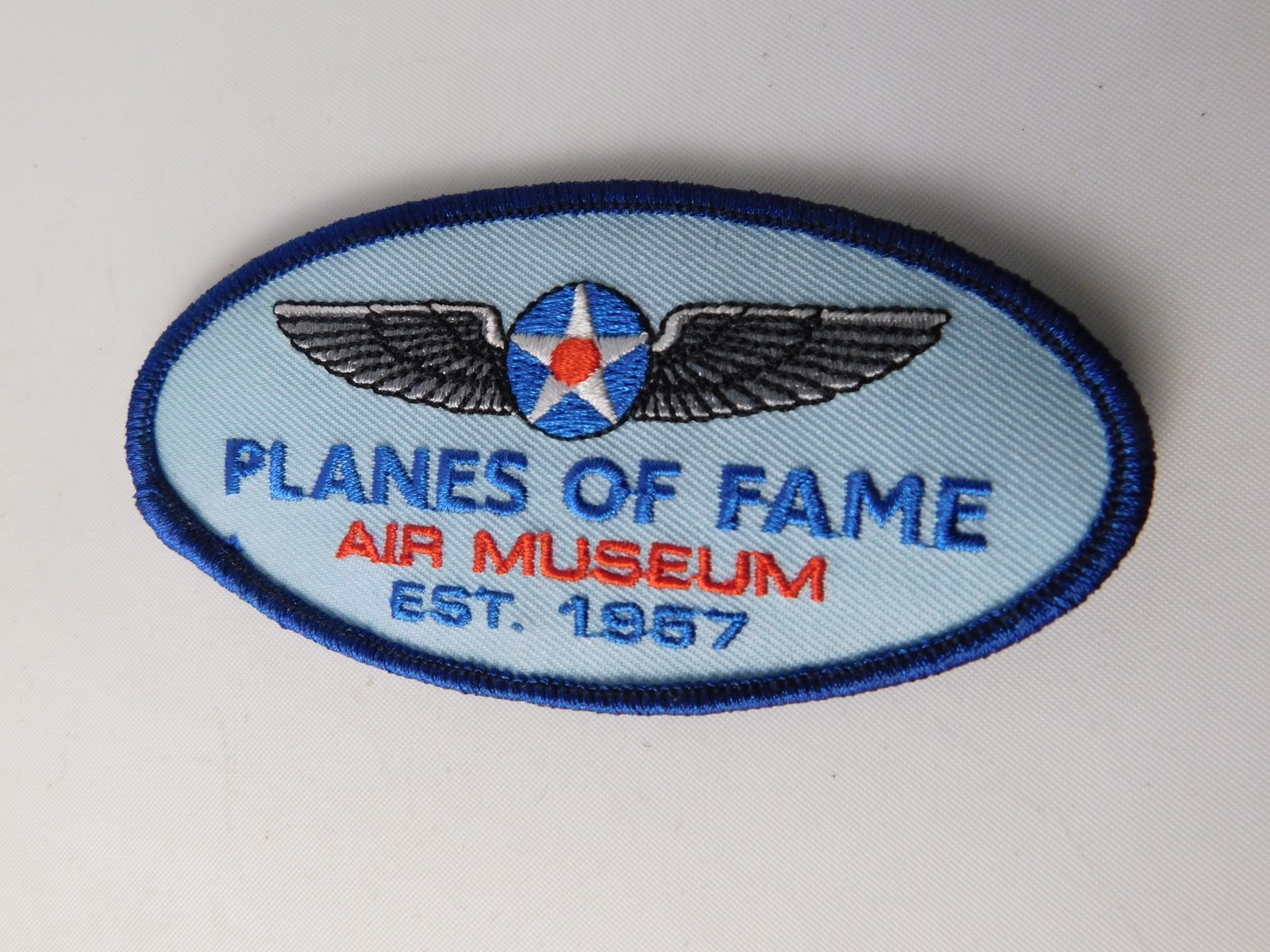 PLANES OF FAME AIR MUSEUM EST 1957 PATCH BADGE AIRFORCE AIRPLANE FIGHTER BLUE