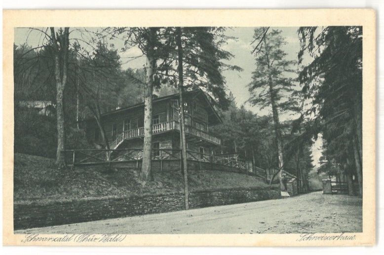 Postcard Schwarzburg/Thuringian Forest - view to the Schweizerhaus - 1924 - b/w