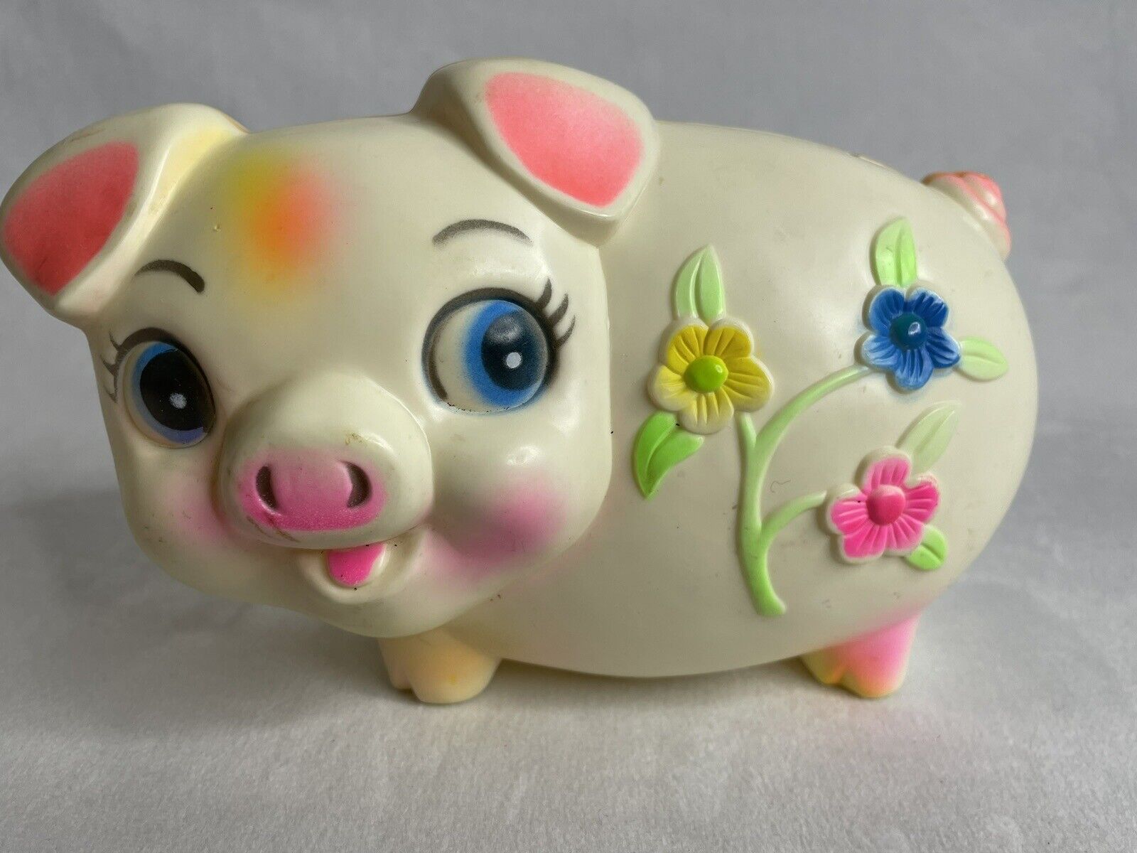 Vintage Piggy Bank Plastic 1977  From Sanitoy Flowers