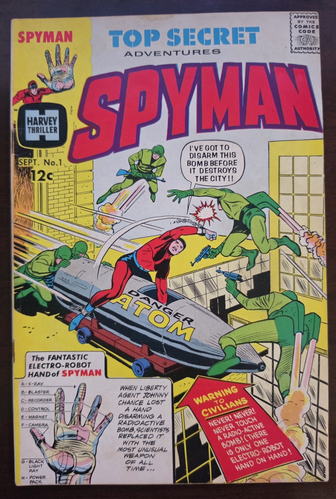 Spyman #1 FN/VF 1st Steranko Pro Work (Harvey September 1966)
