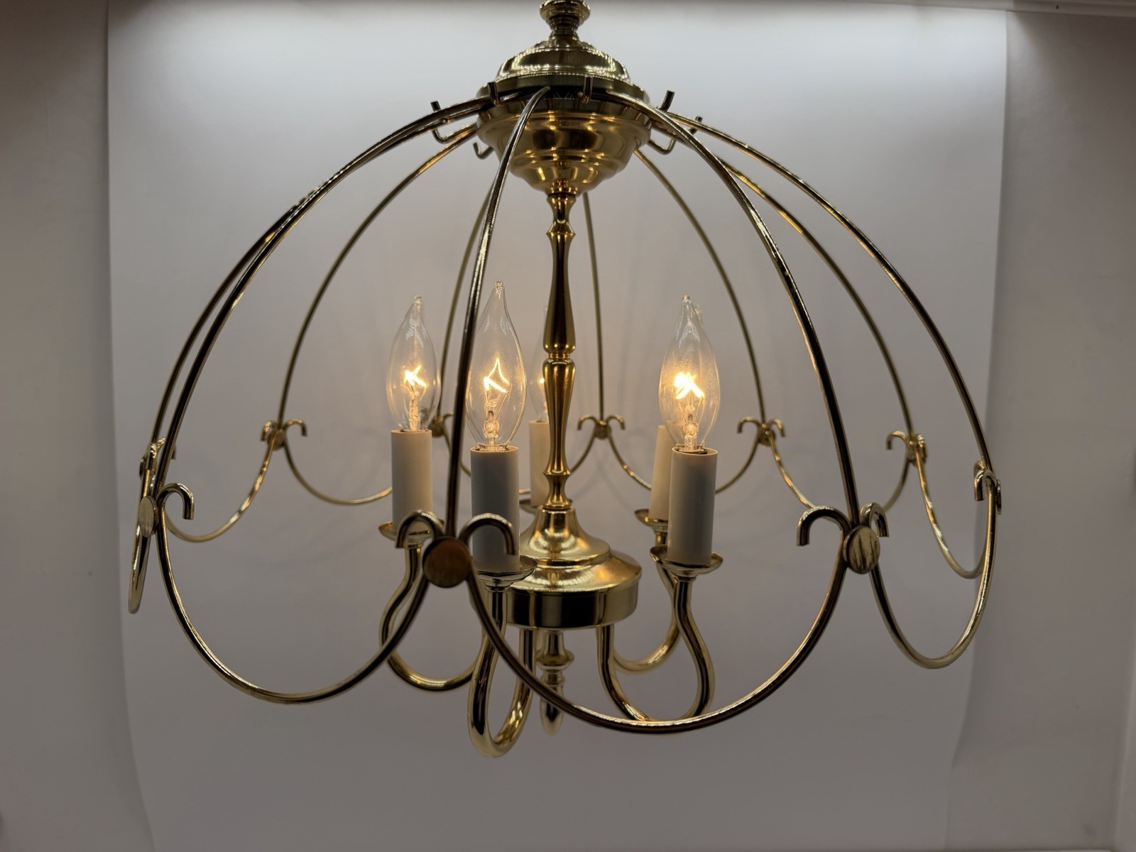 Vintage Brass Chandelier 5-Arm Ceiling Light Fixture Decor Lamp Vintage Brass Chandelier 5-Arm Ceiling Light Fixture Decor Lamp