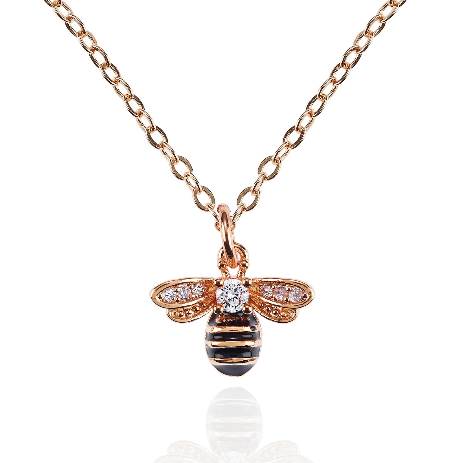 namana Rose Gold Bumble Bee Necklace for Women and Teenage Girls, Elegant Rose namana Rose Gold Bumble Bee Necklace for Women and Teenage Girls, Elegant Rose
