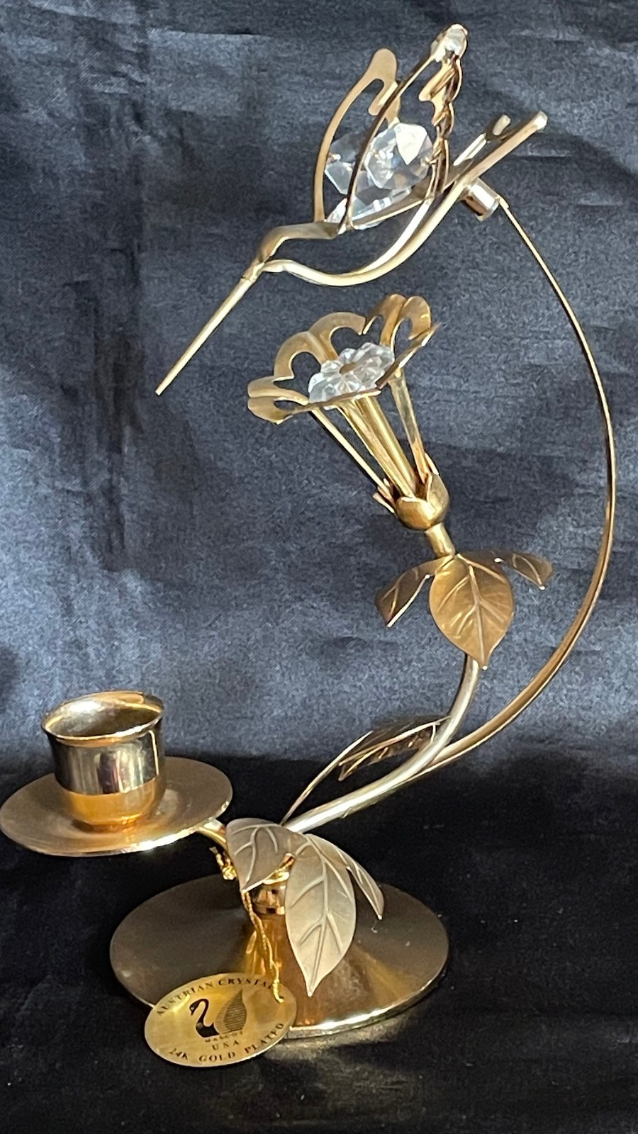 Hummingbird Australian crystal mascot USA 24 K Gold plated candle holder  pre