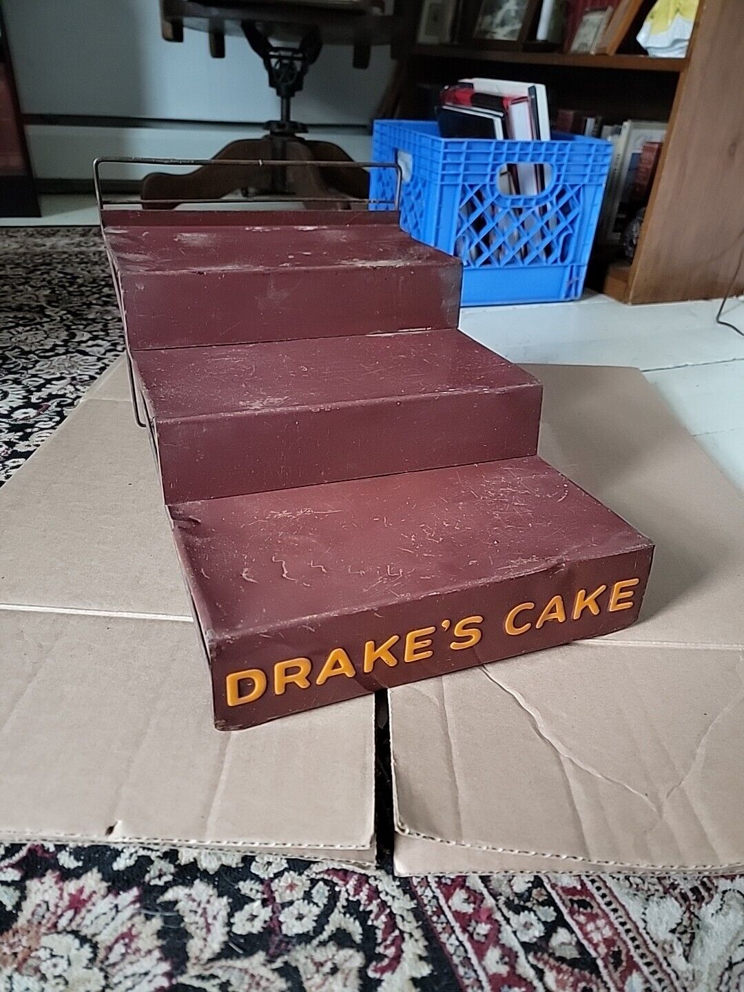 Antique Drake\'s Cake 3 Tier Metal Store Display Stand