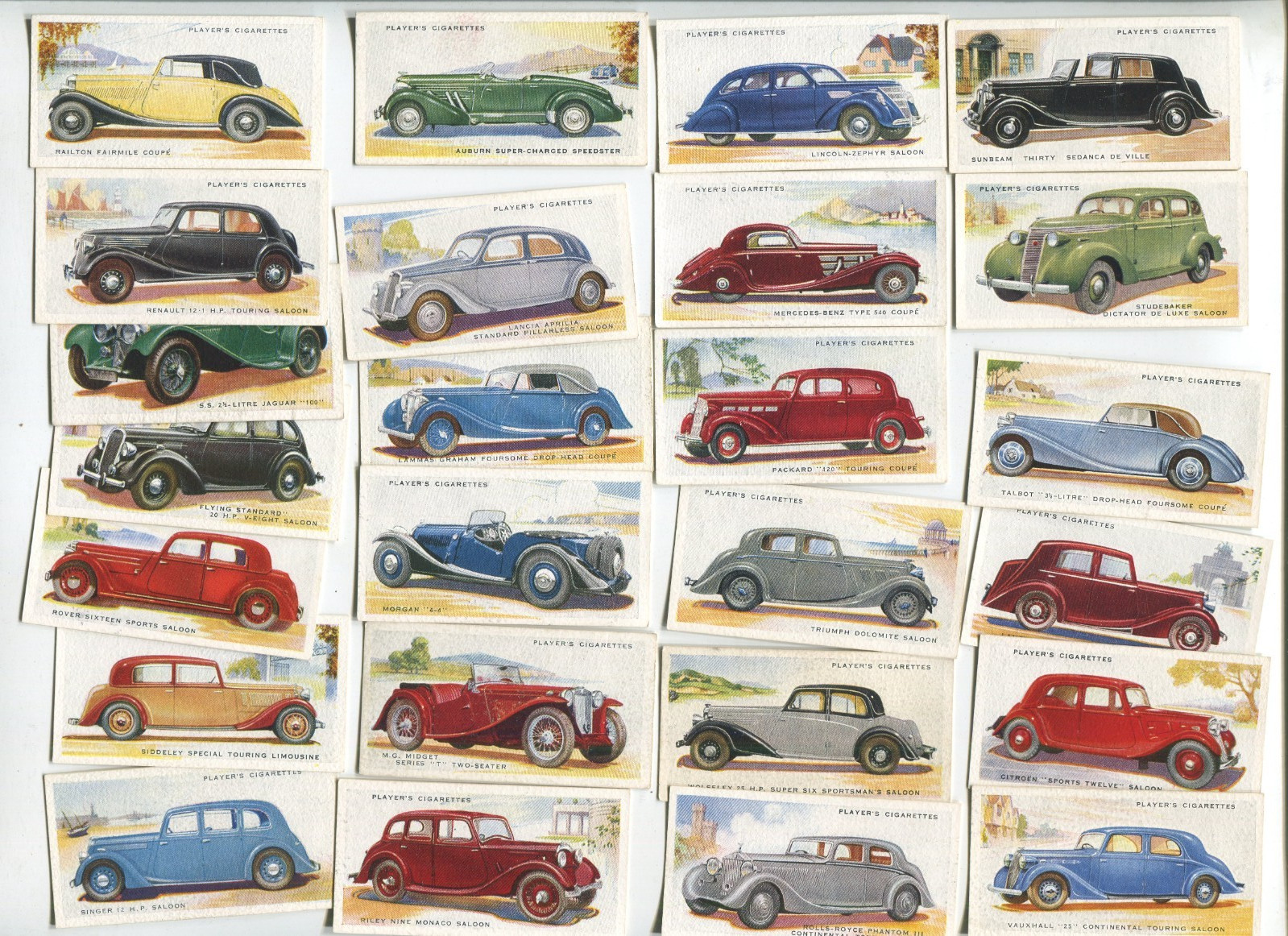 1937 JOHN PLAYER & SONS MOTOR CARS 2ND SERIES 50 TOBACCO CARD SET 1937 JOHN PLAYER & SONS MOTOR CARS 2ND SERIES 50 TOBACCO CARD SET