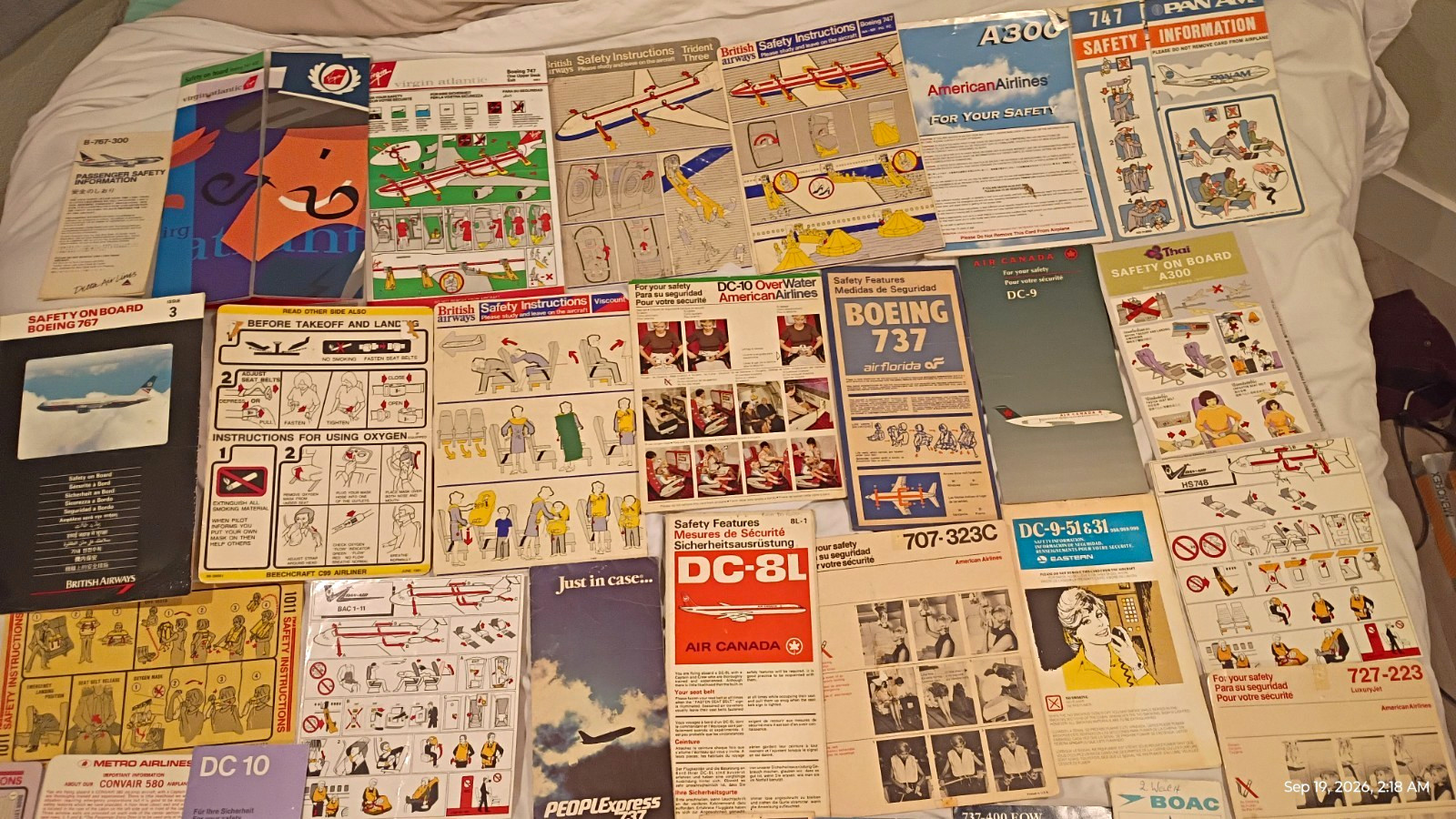 PRICED TO MOVE Huge Vintage Airline Safety Card Collection 50+ Rare & Defunct PRICED TO MOVE Huge Vintage Airline Safety Card Collection 50+ Rare & Defunct