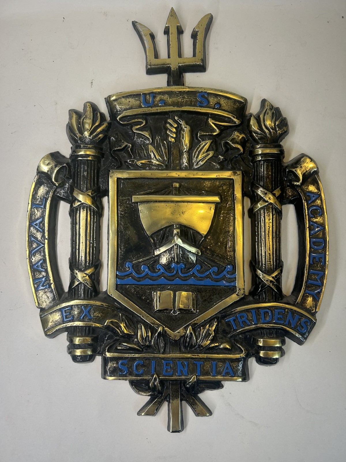 USNA United States Naval Academy Crest - Metal Bronze Wall Mounted  15” By 12”