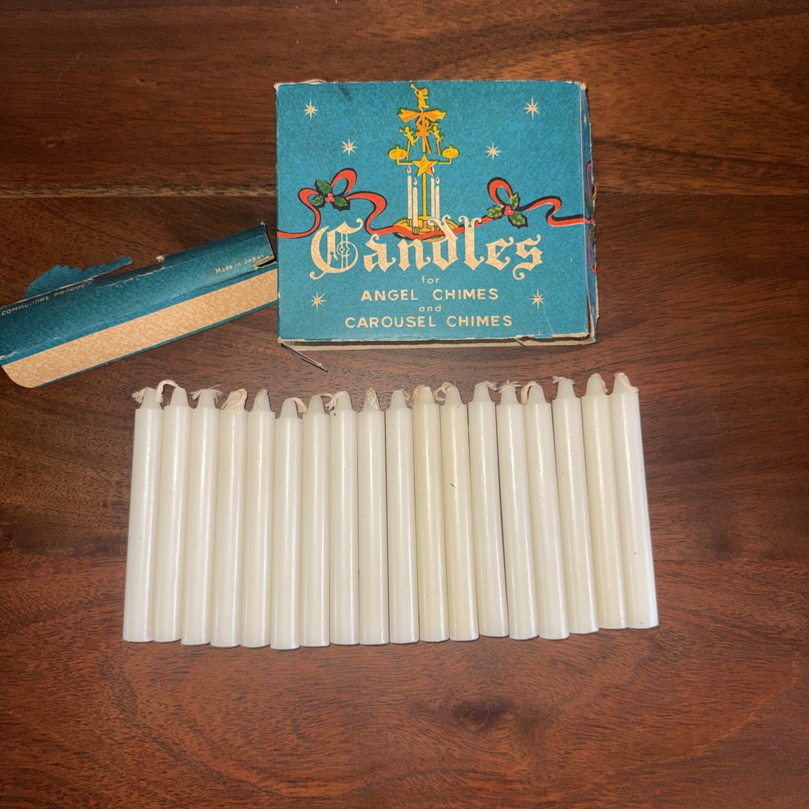 Vintage Commodore 18 Angel Chime Carousel Candles Box Made in Japan Christmas