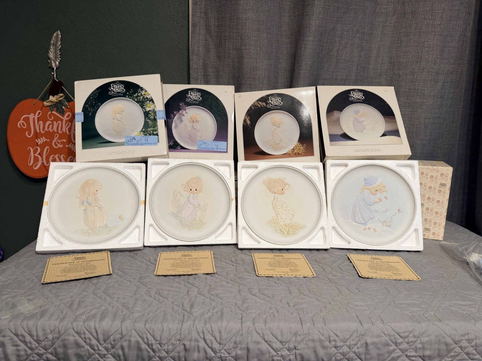 Full Set Of 4 Vintage 1984 Enesco Precious Moments Plates ~ Four Seasons Full Set Of 4 Vintage 1984 Enesco Precious Moments Plates ~ Four Seasons
