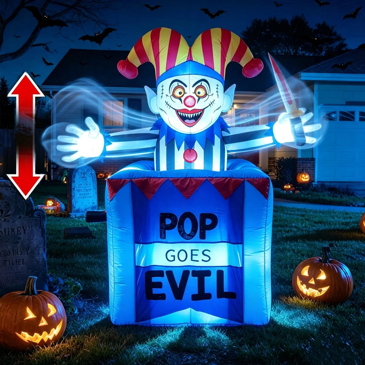 6.6 FT Inflatable Pop Up Carnival Clown in Box Halloween Outdoor Decoration