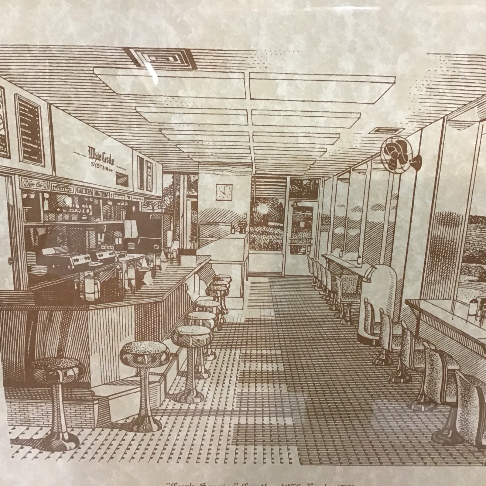 Vintage White Castle Restaurant Curb Service 1956-70’s Art Print 17.25” x14.25”