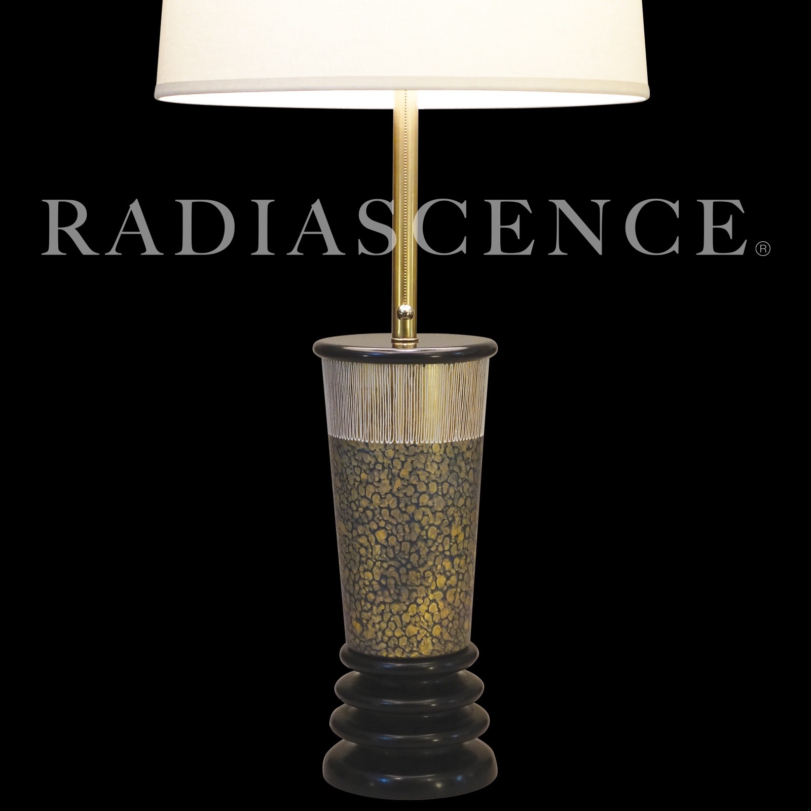 SUBLIME XXL MARBRO ATOMIC MODERN CHARLETON ART GLASS BRASS WOOD TABLE LAMP 1950s SUBLIME XXL MARBRO ATOMIC MODERN CHARLETON ART GLASS BRASS WOOD TABLE LAMP 1950s