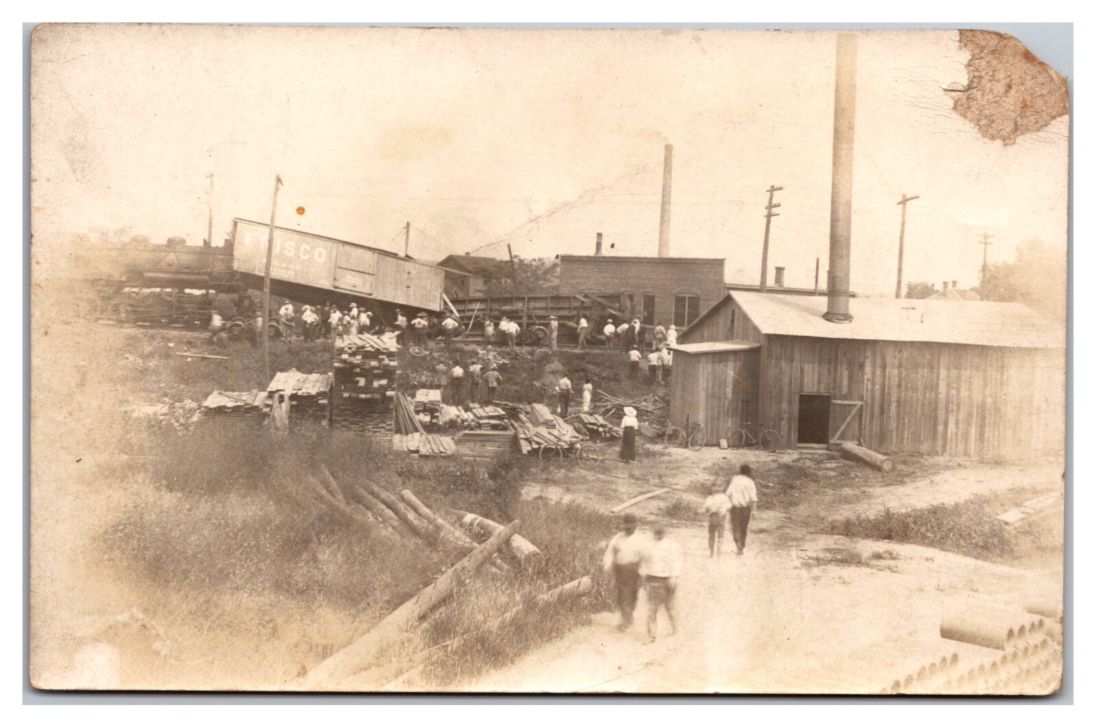 Auburn Indiana Train Wreck On The B&O PRR or NYC Frisco Boxcar Steam Loco RPPC Auburn Indiana Train Wreck On The B&O PRR or NYC Frisco Boxcar Steam Loco RPPC