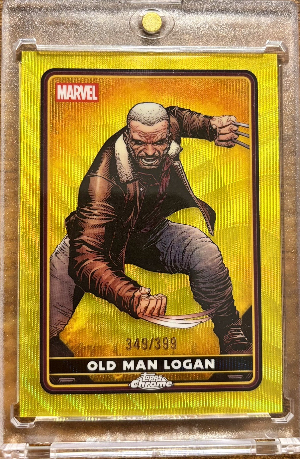 2025 Topps Chrome Marvel Deadpool Old Man Logan Yellow Refractor /399 Numbered