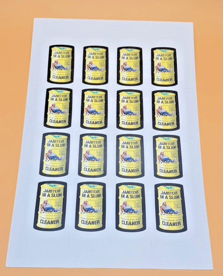 Wacky Packages Lost Wackys Janitor in a Slum 16-Up Uncut Sheet 12x18 Rare
