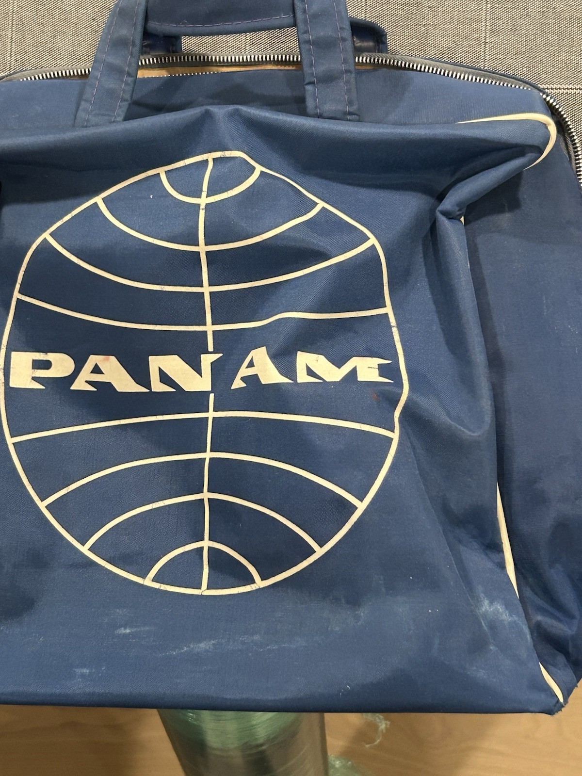 Vintage 1960s Pan Am Globe Tote Carry On Travel Bag, Crew Cabin Flight Attendant