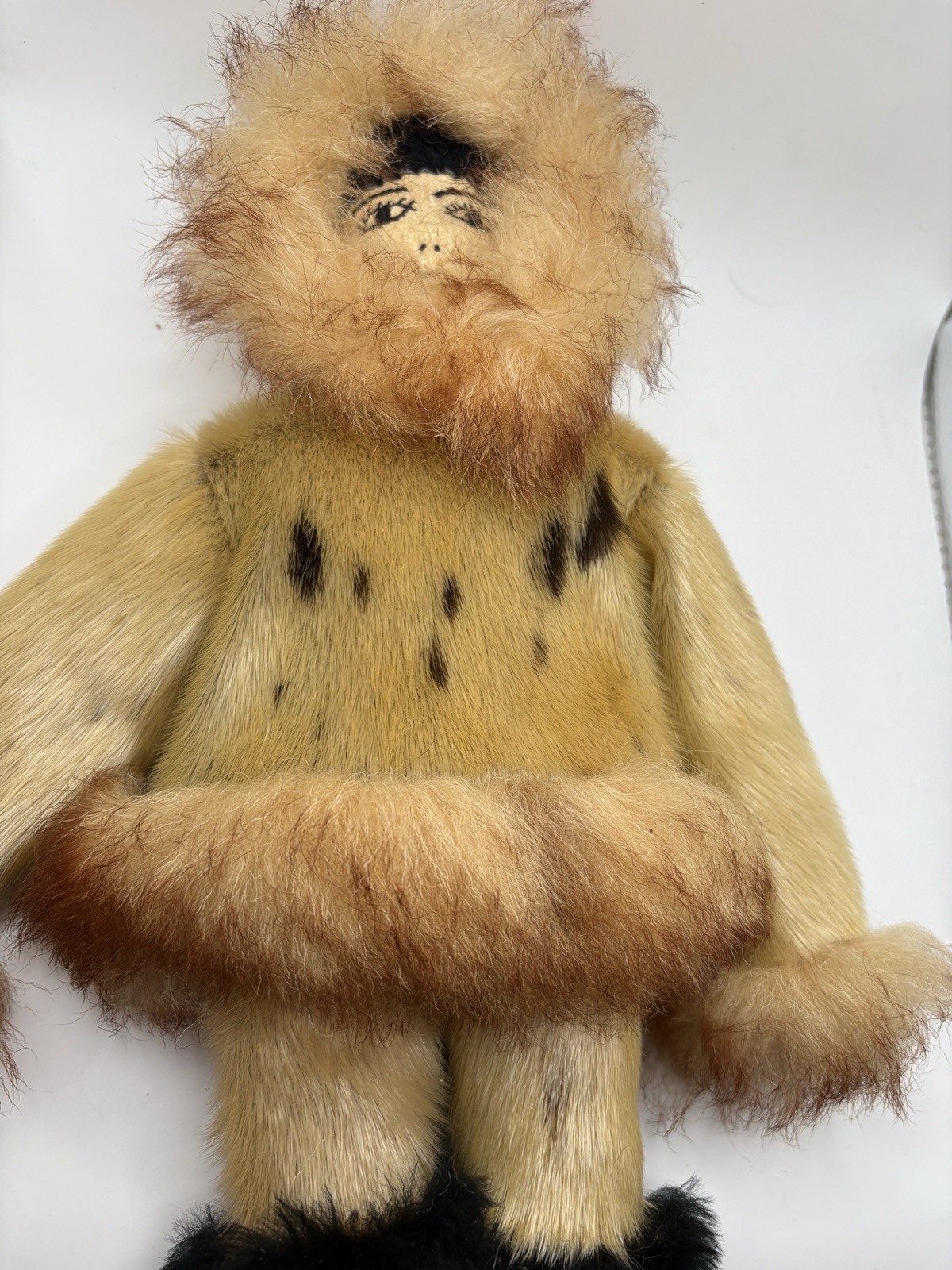 Alaska Canada Inuit Natural Fiber Hide Leather Handmade | Sewn Vintage Doll 14\