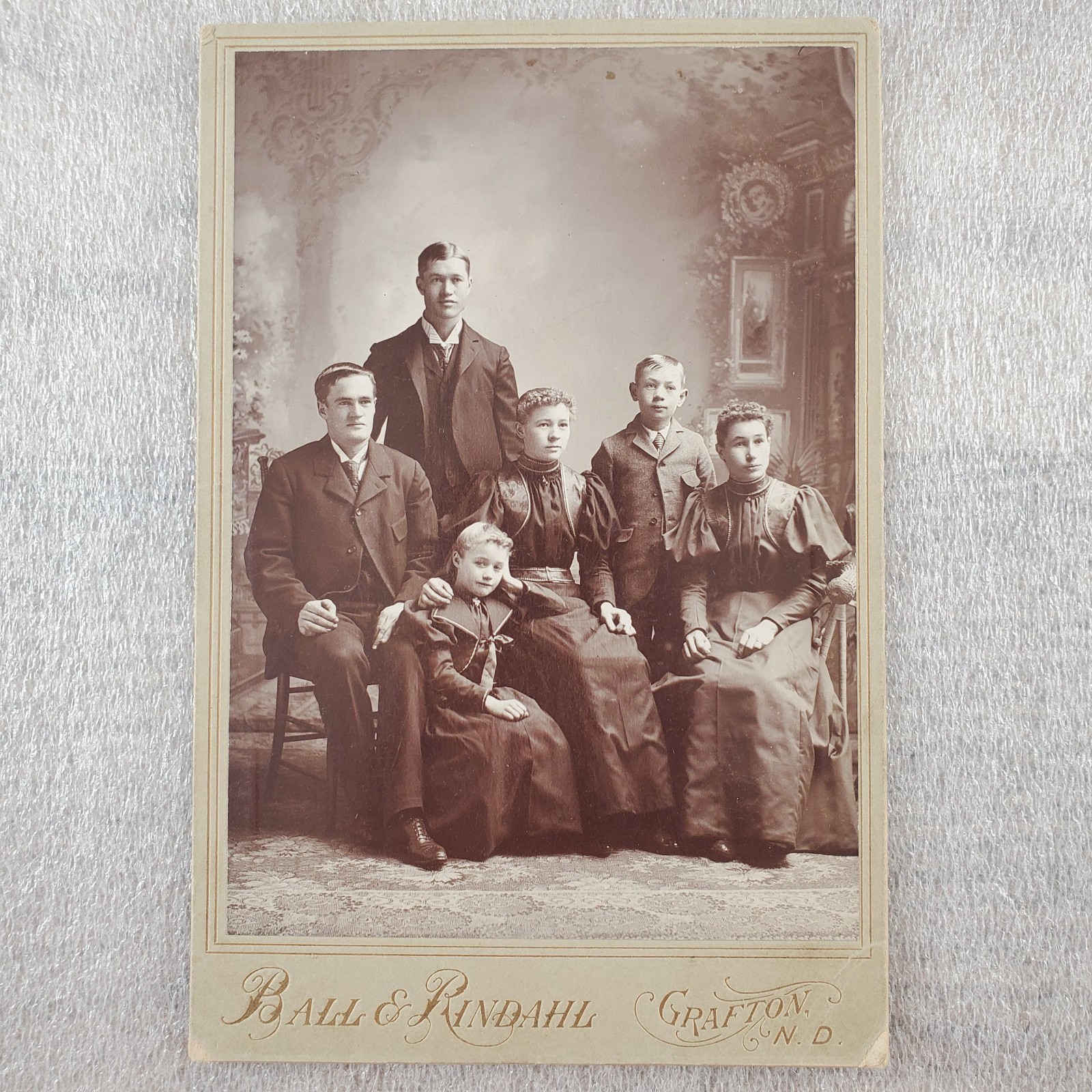 Real Photo Family Photo Boys Girls Ball & Rindahl Grafton ND Herman Cabinet Card Real Photo Family Photo Boys Girls Ball & Rindahl Grafton ND Herman Cabinet Card
