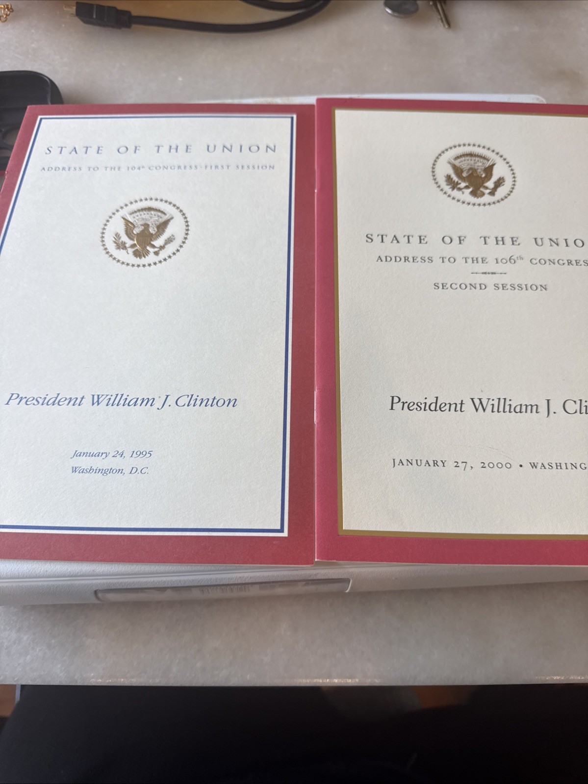 Official 1995 & 2000 State of the Union Address Program – President Bill Clinton