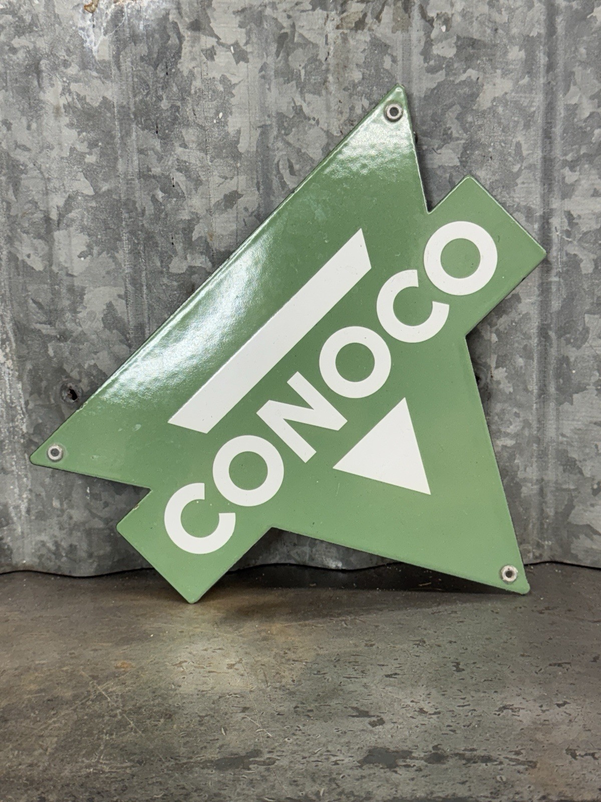 Green Conoco Gas Pump Plate Sign Porcelain Motor Oil Service Station Original