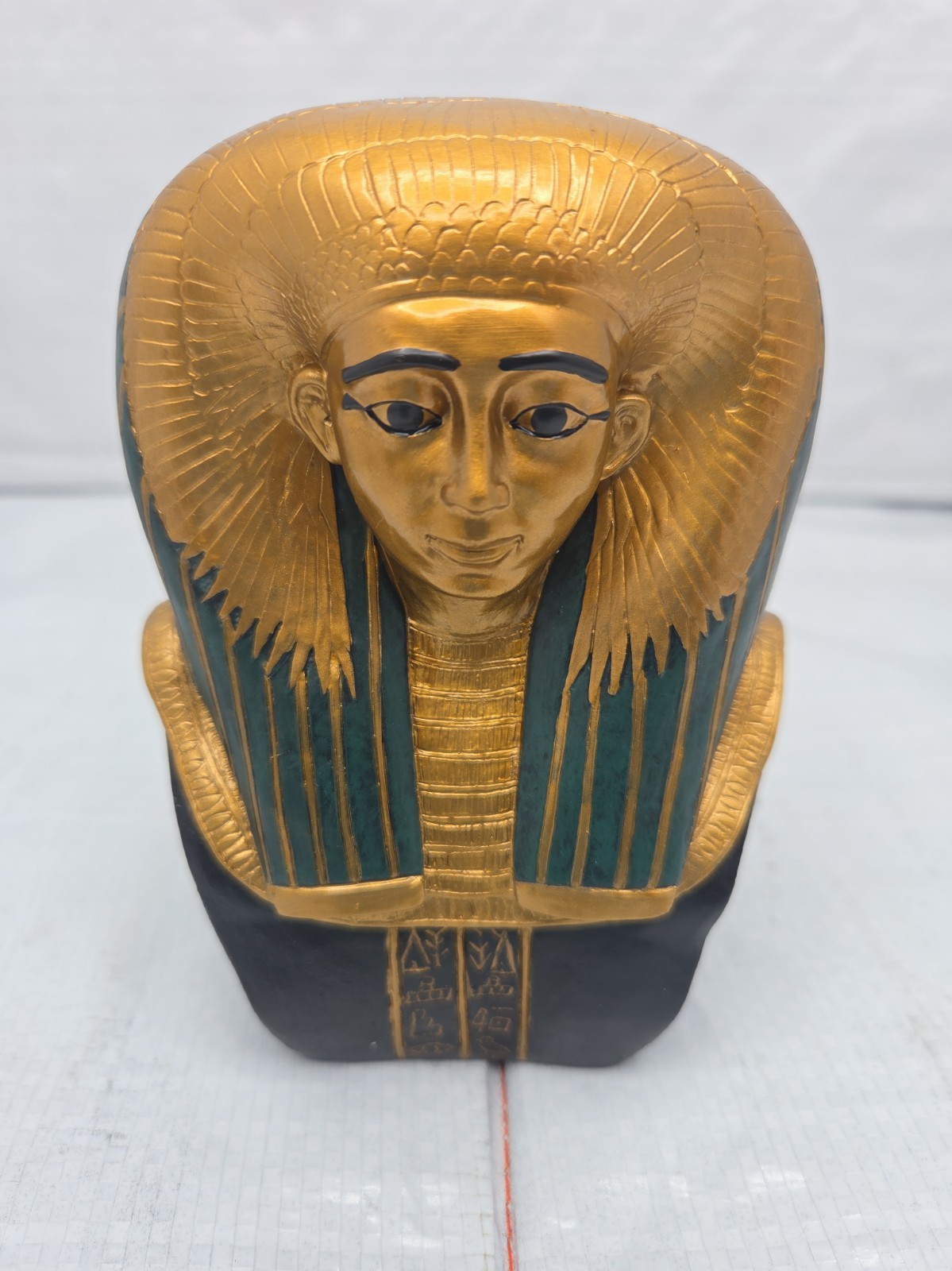 Egyptian Statue Mask Princess Sitdjehuti Teal Black & Gold Mini Egypt Vintage Egyptian Statue Mask Princess Sitdjehuti Teal Black & Gold Mini Egypt Vintage