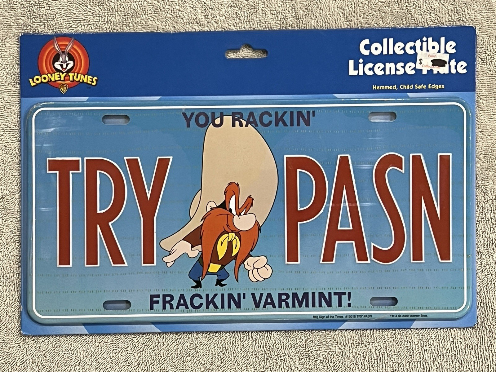 Vintage Looney Tunes Collectible TRY PASN - Try Passing -   License Plate New