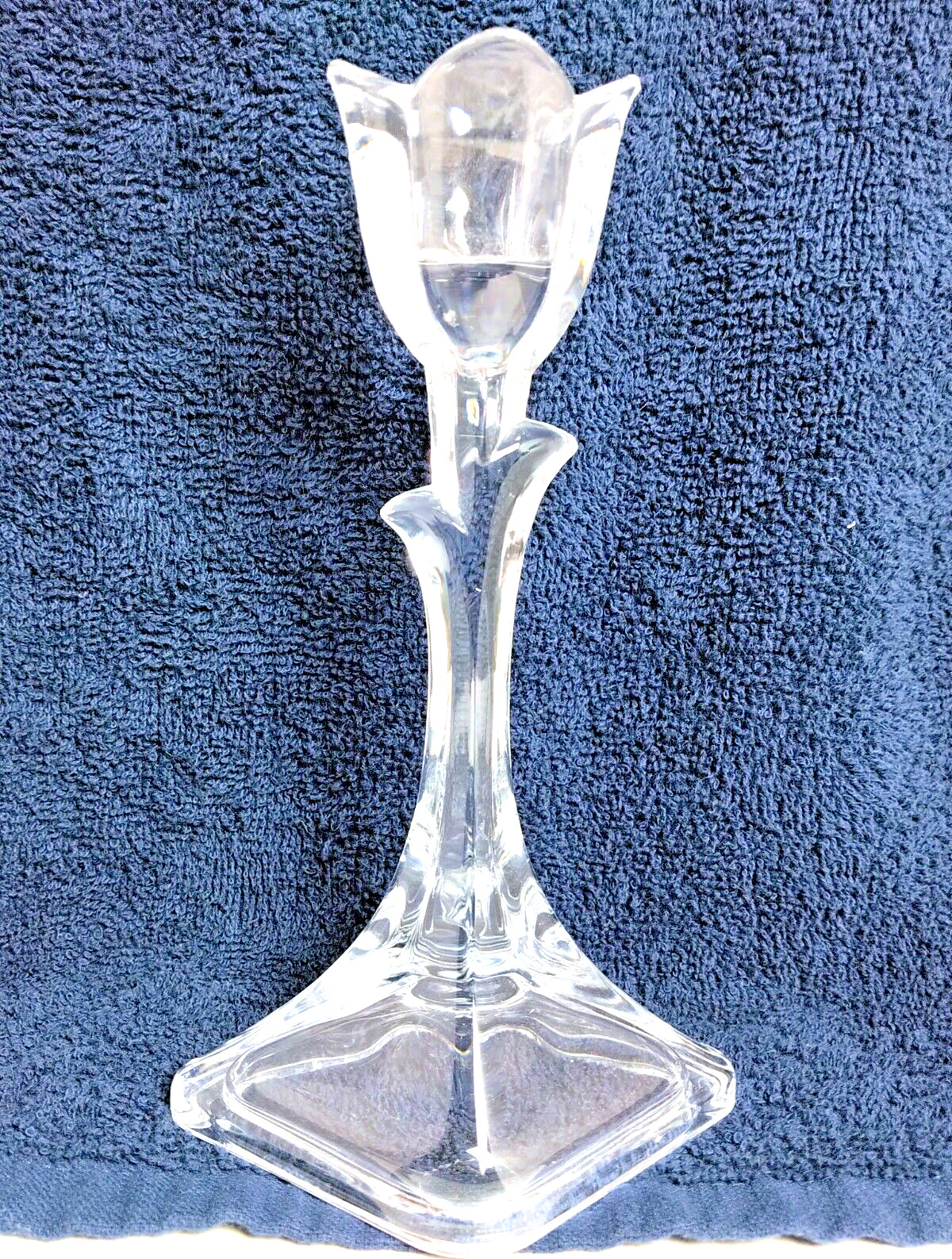 (2) Candle Stick Holders Tulip Clear Candlesticks - Lead Crystal - Vintage