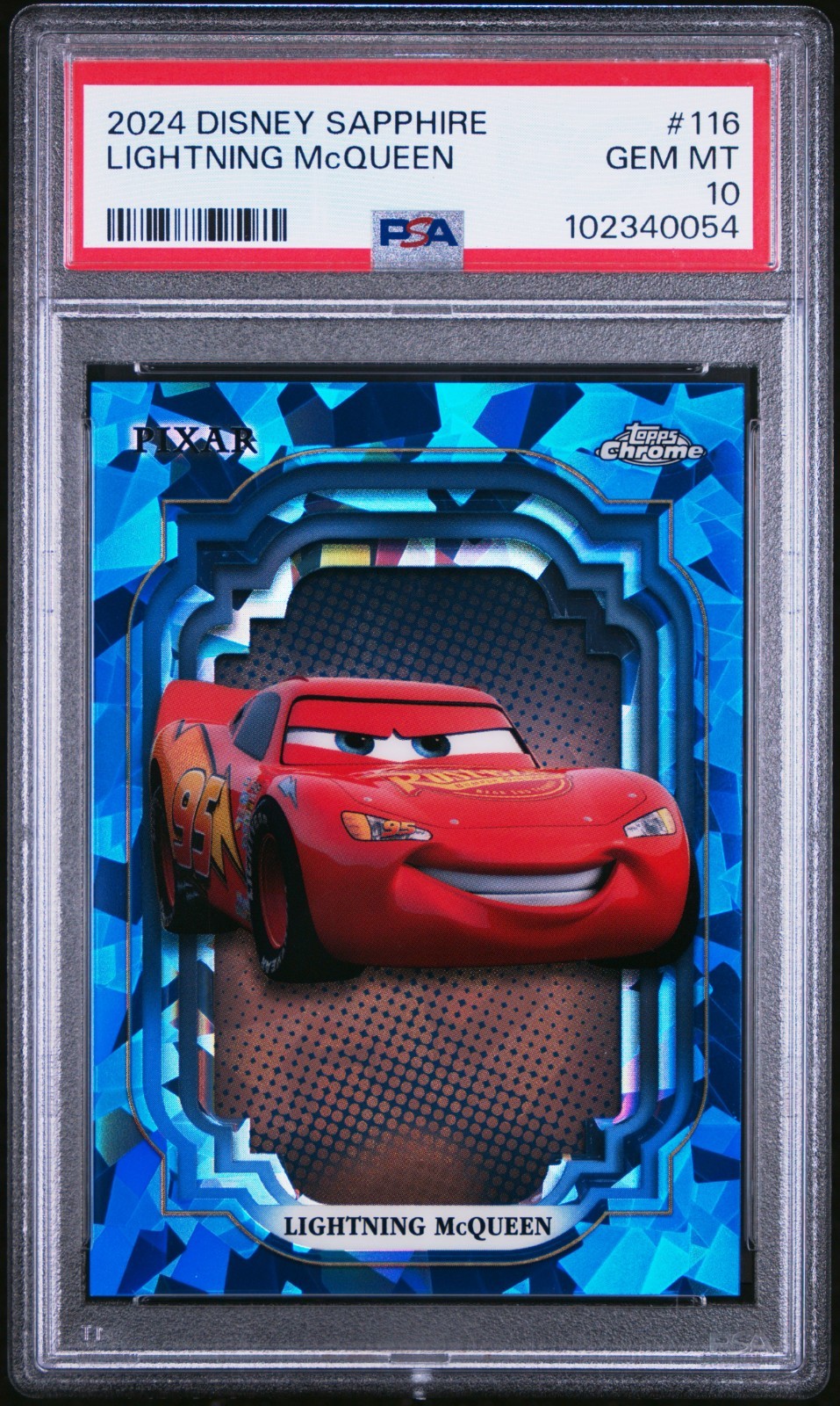 2024 Topps Chrome Disney Sapphire Lightning McQueen #116 PSA 10
