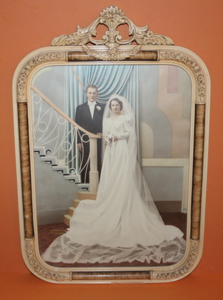 Stunning Antique 1930's Wedding Portrait COUPLE with ornate frame Stunning Antique 1930's Wedding Portrait COUPLE with ornate frame