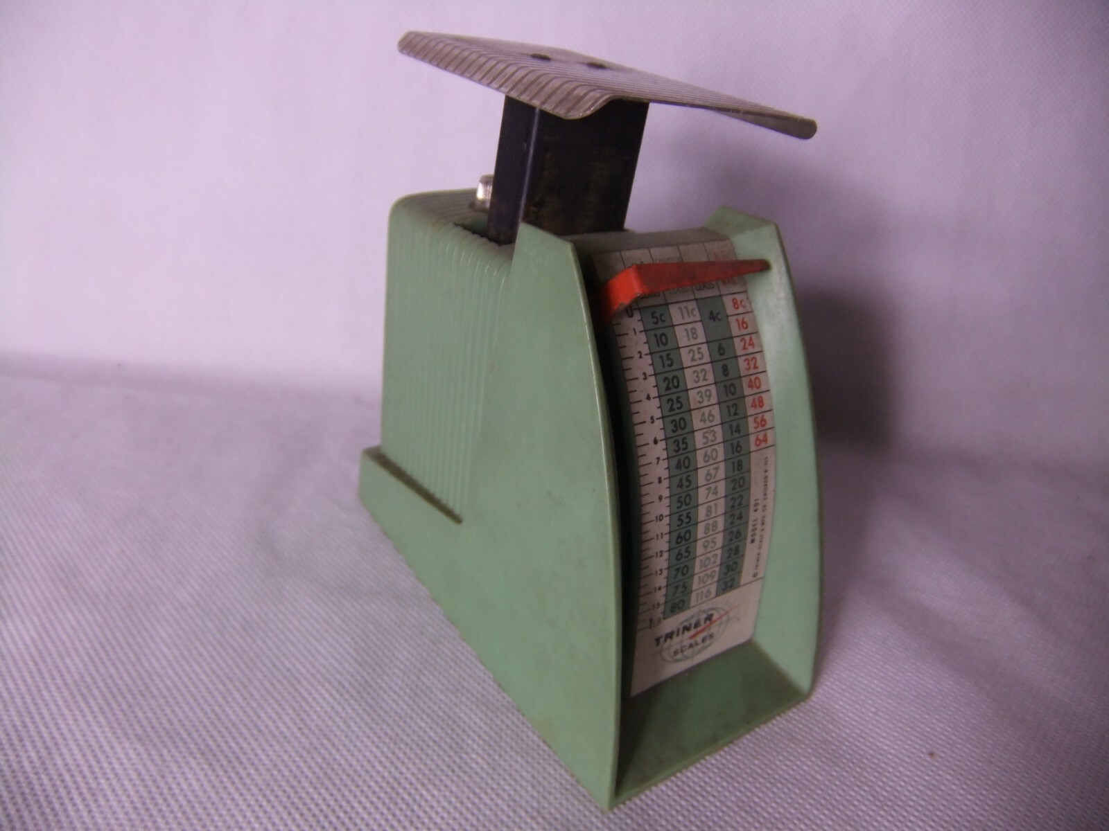 Triner Model 401 Postal Scale 1963 Rates Metal Green Plastic Post Office Prop
