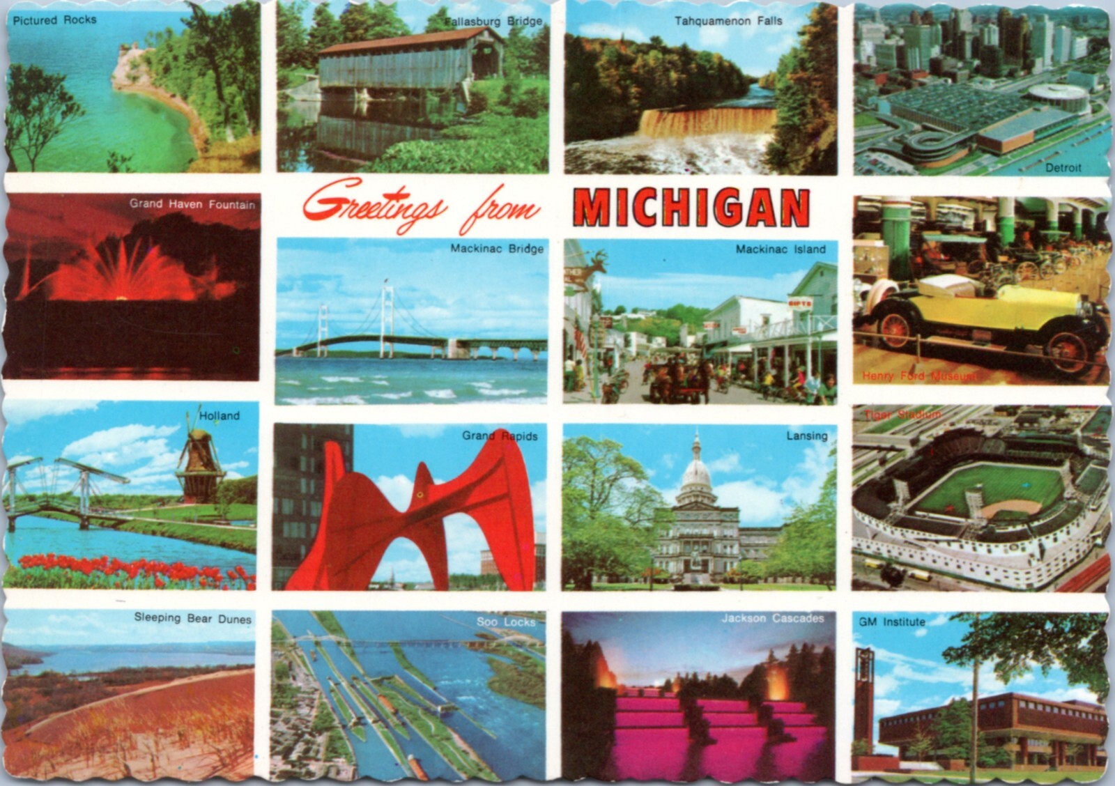 Postcard MI Greetings from Michigan multiview